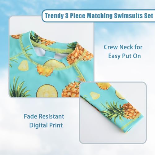 Image of Girls 3 Piece Swimsuits Set Long Sleeve Rash Guard Tankini Bathing Suits for Girls Beach Swimwear Set 3-16 Years