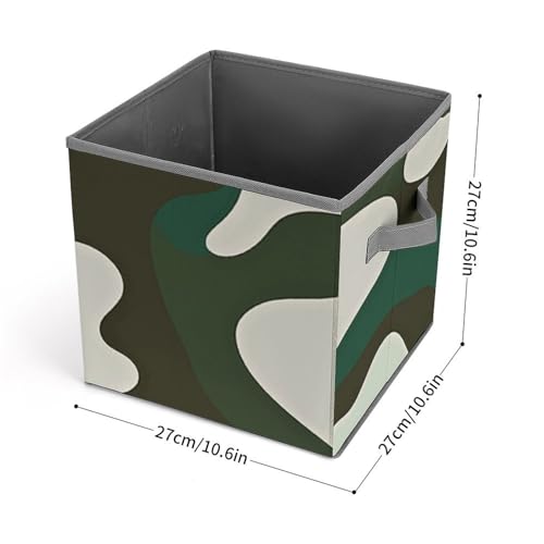 Cube de rangement pour vêtements en tissu vert avec double poignées - 3