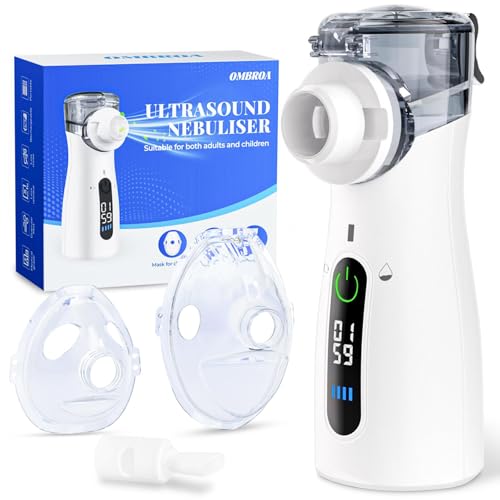 Inhalationsgerät Kinder & Inhaliergeräte für Erwachsene, Aufladbarer Inhalator, Ultraschall Nebulizer, Ultra Leise Inhalatoren, Mit Mundstück und 2 Masken, Suitable for Home & Travel