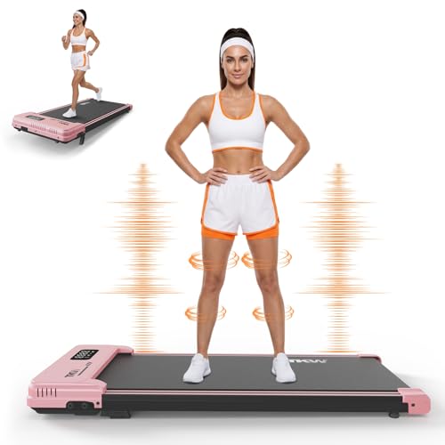 Walking Pad Treadmill with Incline 3 in 1 Walking Pad Under Desk Treadmill for Home Office 2.5HP Walking Vibration Pad with Remote Control Portable Treadmills for Home Small LED Display Pink