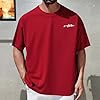 European Embroidery Letter Trend and Wear for Men Comfortable and Loose Casual Crew Neck Short Sleeve T-Shirt, red, 4XL #2