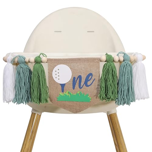 Golf One High Chair Banner - Golf First/1St Birthday Party Decorations,Hole In One 1St Birthday Party Decor,Hole In One Highchair Banner (Golf1)