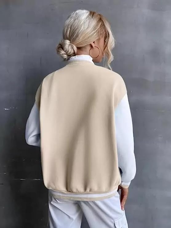 Image of PAKLON Stylish Long Sleeve Letterman Varsity Jacket for Women