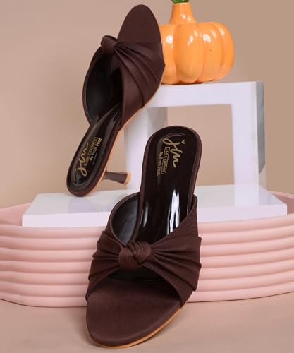 Image of JM LOOKS Women Elegant Knot Front Kitten Heel Sandals Stylish Slip On Low Block Dress Mules