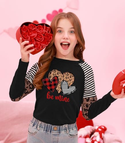 Image of BesserBay Girls St Patrick's Day Raglan Shirt Irish Sequin Lucky Stripe Shamrock Graphic Top 4-14 Years