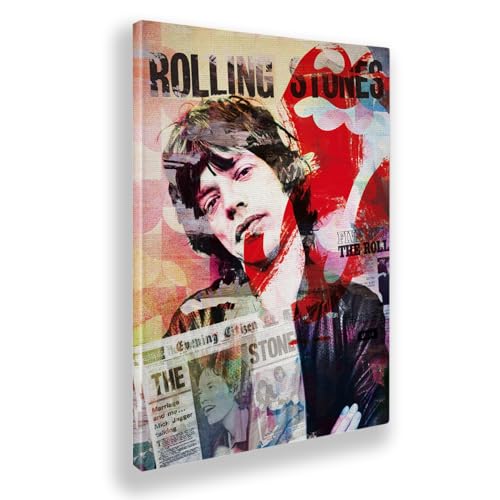 Giallobus - Impression sur Toile - 19 - Tribute Mick Jagger - Toile à Cadre Standard - 100x140 -...