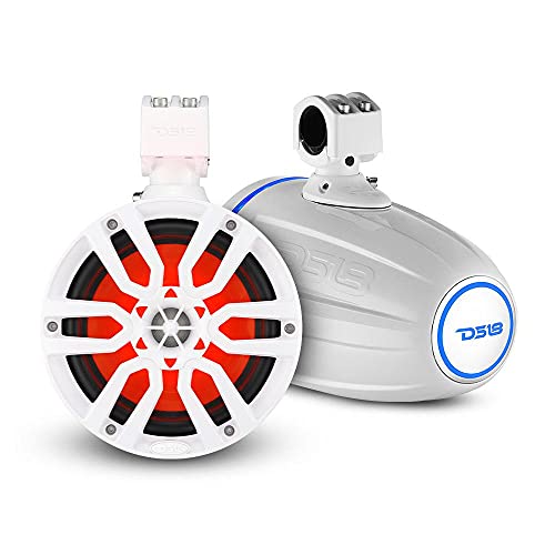 Image of DS18 NXL-X6TP /WH Hydro 6.5 inch Marine Towers with Integrated RGB LED Lights High Performance, Marine Grade IP65 Rated, 300 W Max 150 W RMS 4 Ohms (Pair)
