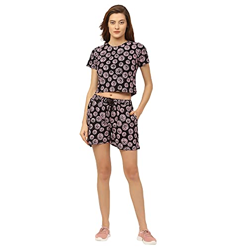 Image of RIGO Printed Waffle Knit Tie & Dye Top and Shorts Co-ord Set for Women | Half Sleeves & Sleeveless Co-ords Set for Women | Stylish Dresses for Women | Night Wear, Beach Wear, Vacation Wear Outfit