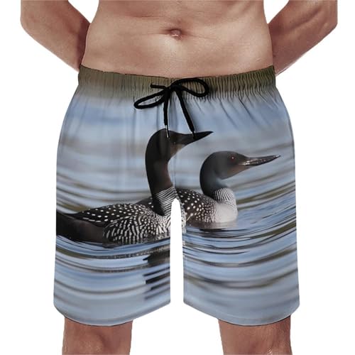 Loon Birds Mens Swim Trunks Quick Dry Hawaii Bathing Suit Board Shorts with Mesh Lining-