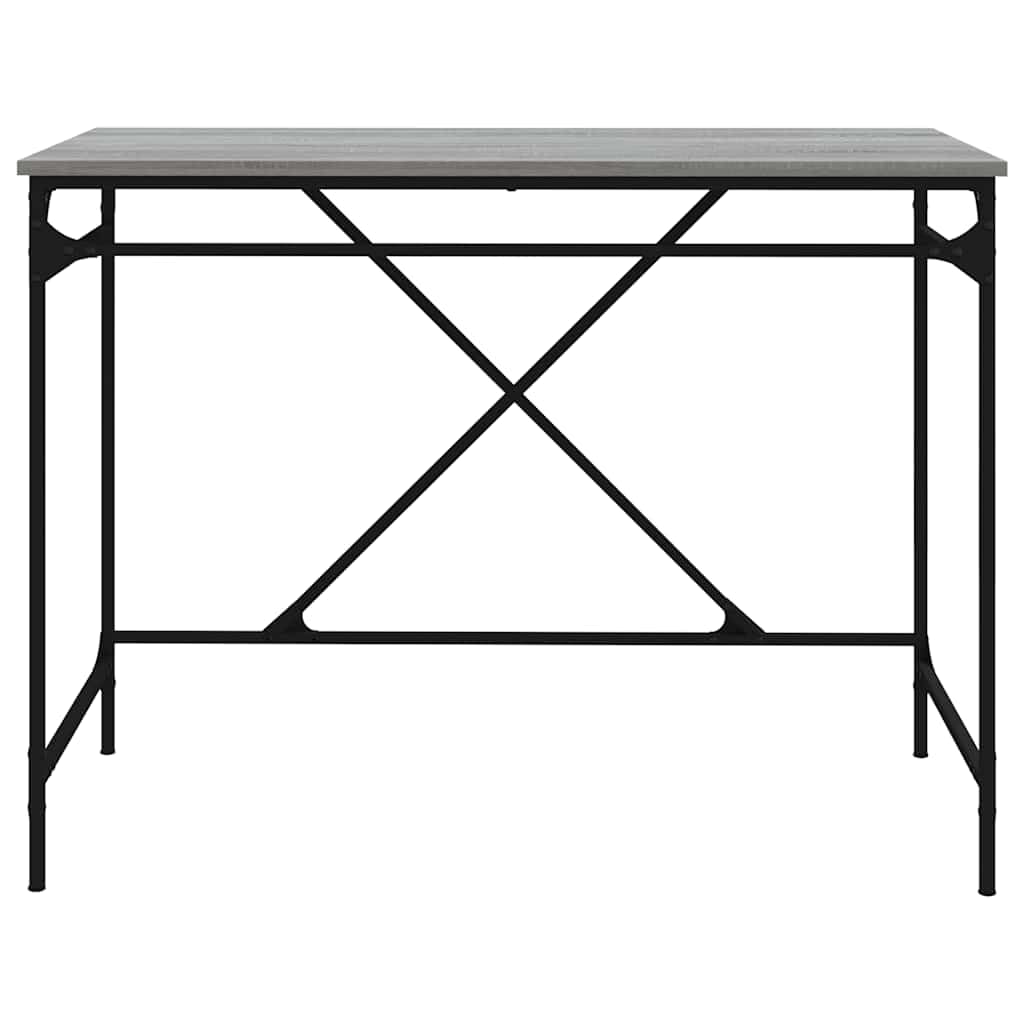 Mesa de oficina de estilo industrial, gris Sonoma, 100 x 50 x 76 cm, mesa de ordenador de madera y hierro, amplia superficie de trabajo para ordenador y utensilios de escritura, soporte de