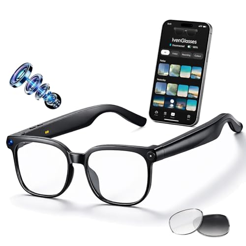 linktoonex Smart Glasses with Camera, AI Glasses 30FPS EIS Video Recording, 8MP HD Photo, 139 Language Real Time Translation, Voice Assistant, Interchangeable Clear & Photochromic Lenses
