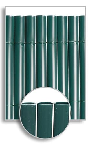 HERSIG - Cañizo PVC doble cara color verde | Valla ocultación patio, jardin,balcón (100X300cm)