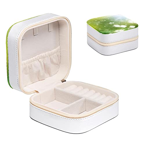 Boîte de rangement à bijoux cuir synthétique vert, mini coffret de voyage - 3