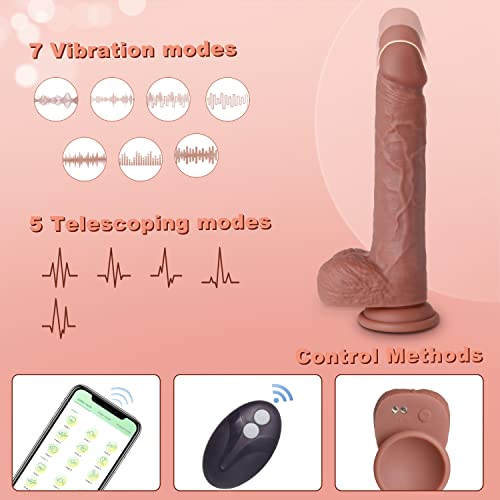8.9" Thrusting Dildo Vibrator-App Remote Control G Spot Dildo With 7 Vibrating & 5 Thrusting Modes Realistic Dildos With Strong Suction Cup, Anal Clit Stimulation Sex Toys For Women Couple Adult Game #TOP3