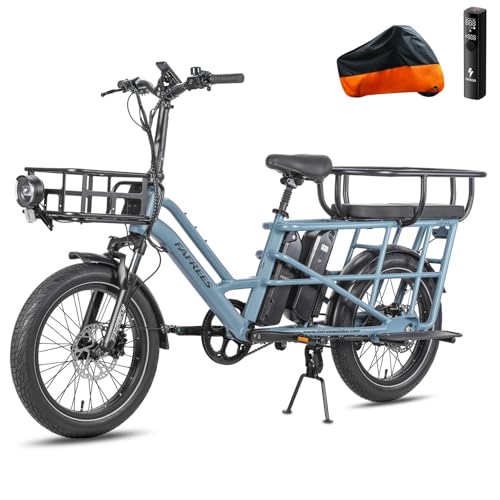 Fafrees FF20 CUV elektrische familie longtail fiets met mand en kinderzitje blauw