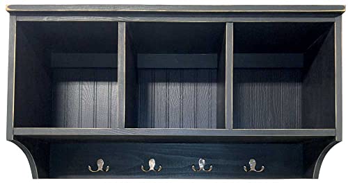 Sawdust City Cubby Shelf with Hooks 3ft (Old Black)