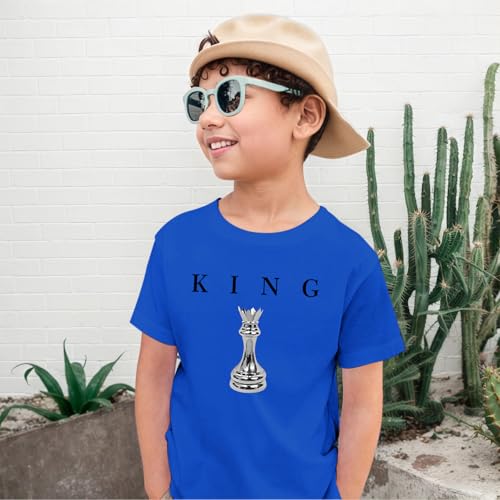 Image of Boys Graphic Tee King Chess Printed T-Shirt Kids Cool Designer Shirts Short Sleeve Shirt Clothes for Teen Boy Trendy