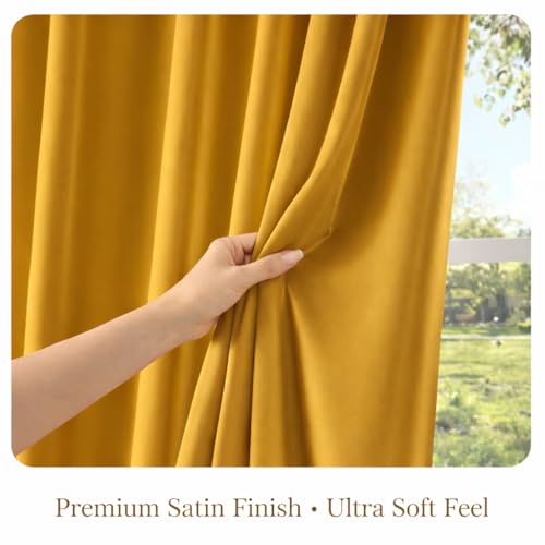 Image of STITCHNEST 'Solis Series' Premium Satin Room Darkening Curtains 7 Feet Long Set of 1 | Door Curtain 7 x 4 Feet | Blocks 70-80% Light | Ideal for Bedroom, Living Room & Home Decor