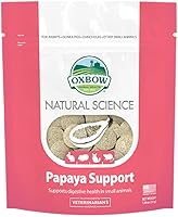 Oxbow Papaya Support High Fiber Digestive Supplement for Rabbits Guinea Pigs Chinchillas - Natural Papaya Enzymes Timothy Hay USA Made