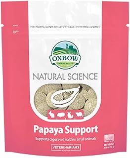 Oxbow Papaya Support High Fiber Digestive Supplement for Rabbits Guinea Pigs Chinchillas - Natural Papaya Enzymes Timothy Hay USA Made