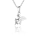 fish Fille Garçon Chaîne Argent Sterling 925 Pendentif Ange Vrais Swarovski Elements Longueur Réglable Coffret Cadeau de Confirmation
