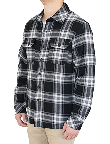 AIRNINE Men's Heavy Weight Quilted Lined Plaid Flannel Shirt Jacket (S to 5XL)2