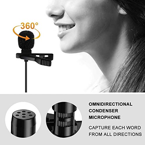 POOPHUNS Lavalier Mikrofon, Wiestoung 2m Mini Omnidirectional Kondensator Lapel Microphone, mit Clip und 3.5mm… – Bild 4