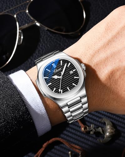 Image of Gosasa Fashion Men's Watches Date Business Watch Stainless Steel Luxury Style Luminous Quartz Waterproof Analog Display Male Wristwatch