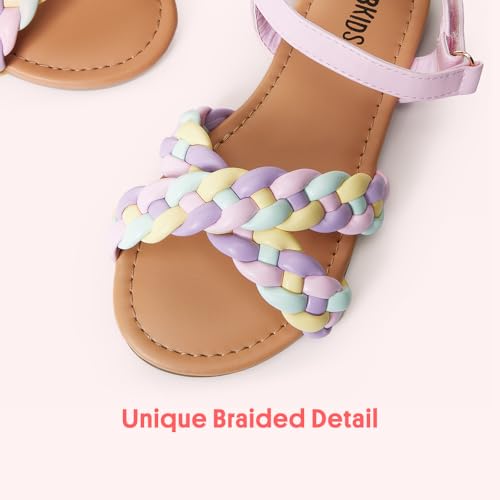 Image of FabKids Girls Braided Open Toe Ankle Strap Flat Lightly Padded Sandals Summer Holiday Party Dress Shoes for Toddler Little Kid Big Kid
