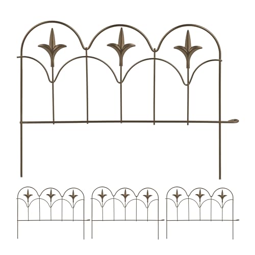 Relaxdays Beeteinfassung, 4er Set, Metall, HxB: je 28 x 38,5 cm, Beetumrandung für Garten, Zierzaun zum Stecken, Bronze
