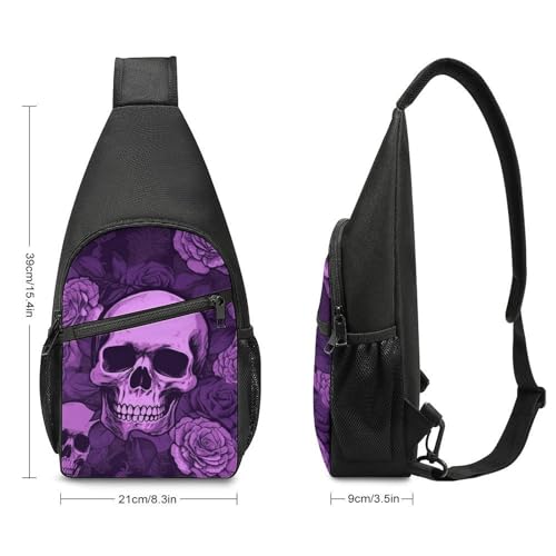 Morrales tipo bandolera con diseño calaveras y rosas blanco miniatura 2