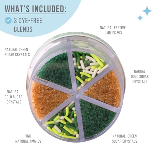 Image of Sweets Indeed Dye Free St. Patricks Day Sprinkles, 6 Cell Sugar and Jimmies, No Artificial Dyes, Edible Sprinkle Mix Jimmies Perfect for Cake Decorations Baking Ice Cream Cookies Cupcake Topper (Shamrock)