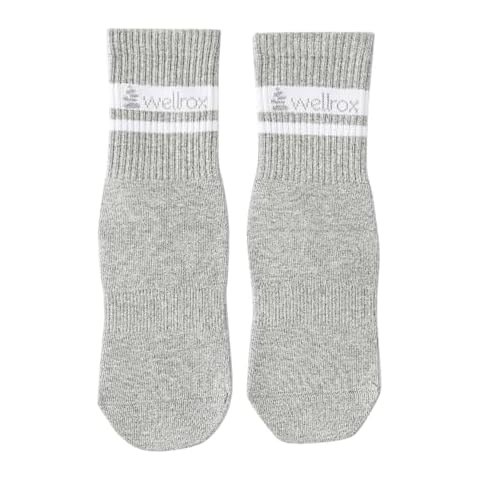 Wellrox Women's Non-Slip Yoga Grip Socks - Ideal for Pilates, Barre, Fitness - Comfortable, Breathable, Secure Fit (L, GREY) Cover