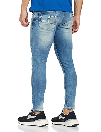 Image of Spykar Men's Mid Rise Mid Tone Wash Cotton Tapered Fit Jeans (S21K-01BA-016BU-P)