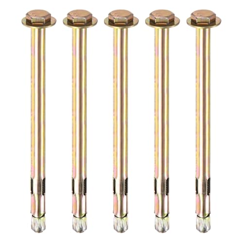 M METERXITY 5-Pack Hex Expansion Bolt, M8x150mm Colored Galvanized Iron-Carbon Steel External Hex Expansion Bolts, Anti-Corrosion Metal Bolt for Concrete/Dry Brick/Block Walls