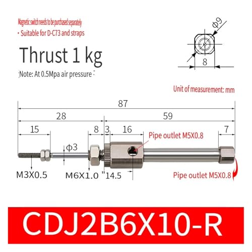 Mini cilindros CDJ2B6 y cilindros pequeños neumáticos de precisión 2