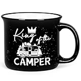 YHRJWN Christmas Camping Gifts for Men, Camping Coffee Mugs, King of the Camper Coffee Mug, Camper Lovers Gifts, Birthday Christmas Gift for Husband Dad Grandpa, 15 Oz