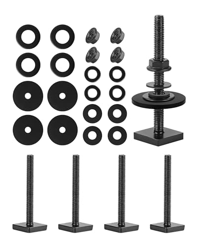 Image of T Slot Bolts for Roof Rack Cross Bars, Platform, Cargo Basket, Stainless Square T Track Bolt Adapter to Secure Bike /Ski /Kayak Rack, Solar Panel, Awning, 4mm Thick