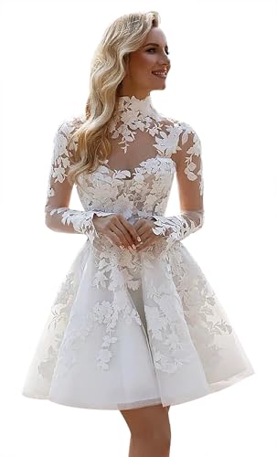 Women's Short Lace Wedding Dresses for Wedding Mini Beach Bridal Wedding Gowns