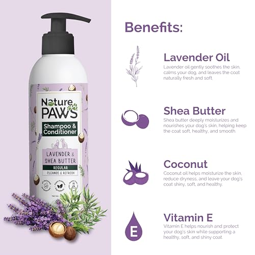 Image of Regular Range Pet Shampoo & Conditioner with Lavender & Shea Butter Nourishing Care for Dogs & Cats (Anti-Odour, Calming, Refreshing) (1000 ml)