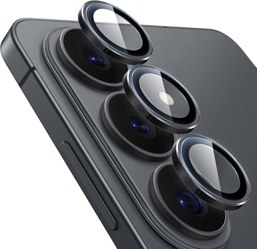 Image of FabeKee Camera Lens Protector for Samsung Galaxy S26, 9H Tempered Glass Metal Individual Ring Cover, HD Clear, 1 Set (Black)
