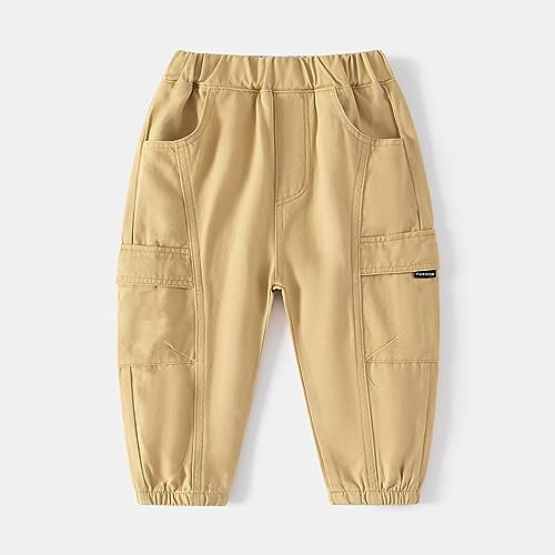 Kids Boys Cargo Jogger Pants for Toddler Elastic Waist Solid Color Casual Trousers Multi-Pocket Y2k2