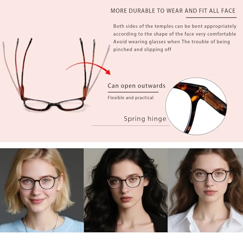 Image of 3 Pack Reading Glasses Spring Hinge Stylish Readers Black /Tortoise for Men and Women