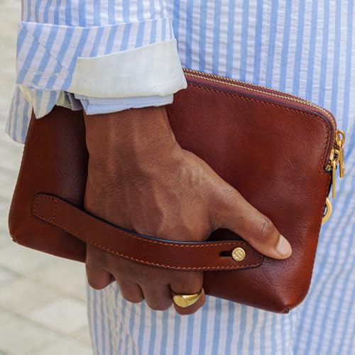 Time Resistance Leather Clutch for Men - Organizer Bag for Men - Wrist Bag - Briefcase Handmade in Italy - Gift Box Included3