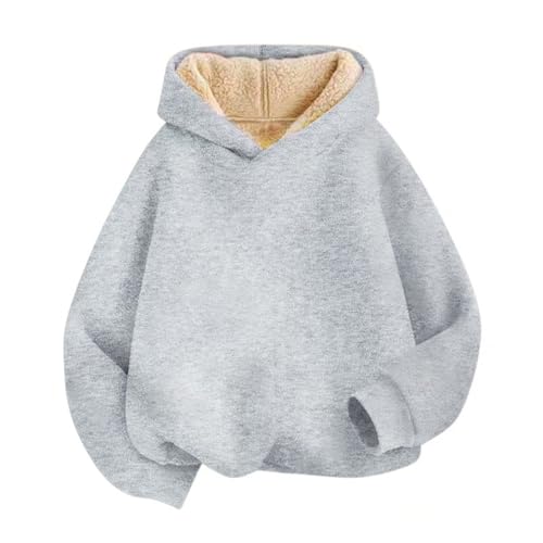 Youth Boys Girls Winter SherpaLined Hoodie Fleece Thicken Pullover Hooded Sweatshirt Basic Solid Clothes for Kids Toddler3