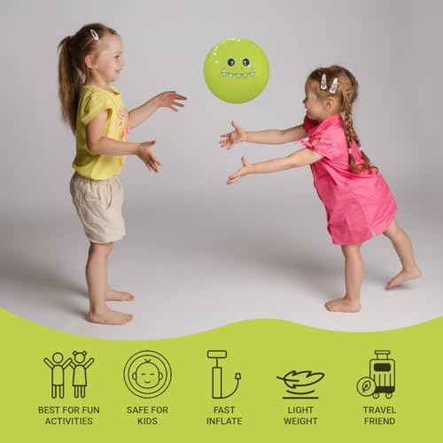 Image of GENIE'S Toy Bus 9-Inch Funny Faces Play Ball | Interactive | for Pool, Beach & Garden | Perfect for Outdoor & Indoor Play | PVC Ball for Kids & Adults I Pack of 2 (Multicolor)