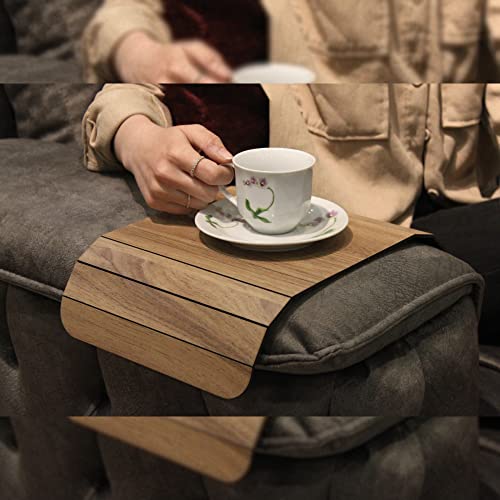 Tosell™ Sofa Arm Tray Table For Couch Flexible/Foldable Sofa Tray Couch Arm Table Perfect For Drinks Snacks Remote Control Or Phone Great Arm Tray For Couch Armrest (Lightbrown) #TOP6