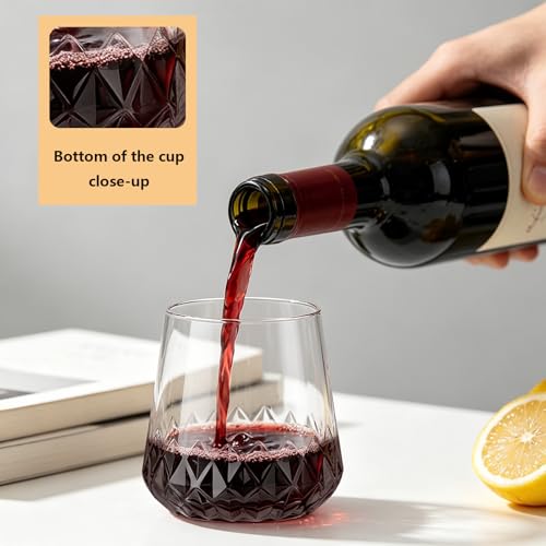 Image of Lueumxc 40 Pack Plastic Wine Glasses, 14Oz Origami Rhombus Disposable Wine Glasses Unbreakable Clear Plastic Cocktail Glasses Recyclable Shatterproof Reusable Wine Cups