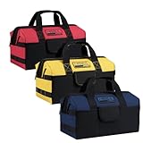 HISEA 3 Pack Heavy Duty Tool Bag with Storage Pockets, 16-Inch Tools Organizer Tote with Wide Base...