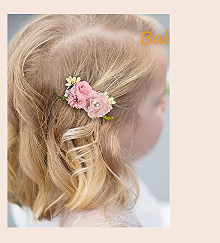 Flymind 3Pcs Baby Girls Flower Bow Hair Clips Floral Barrettes Hair Bow Accessories For Newborn Infant Toddler Kids Baby Girls (D) #TOP3